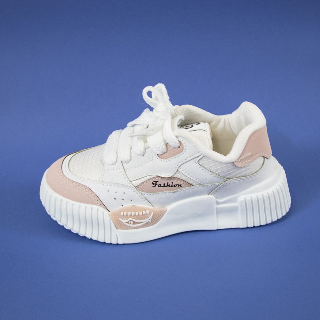کفش اسپورت سایز 32 تا 36 دخترانه رنگ سفید، بندی