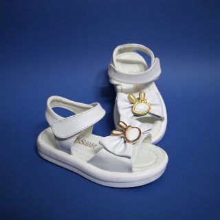 صندل دخترانه تابستانه رنگ سفید چسبی زیره نرم و راحت سایز 26 تا 31